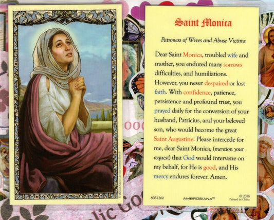 St. Monica Laminated Holy Card