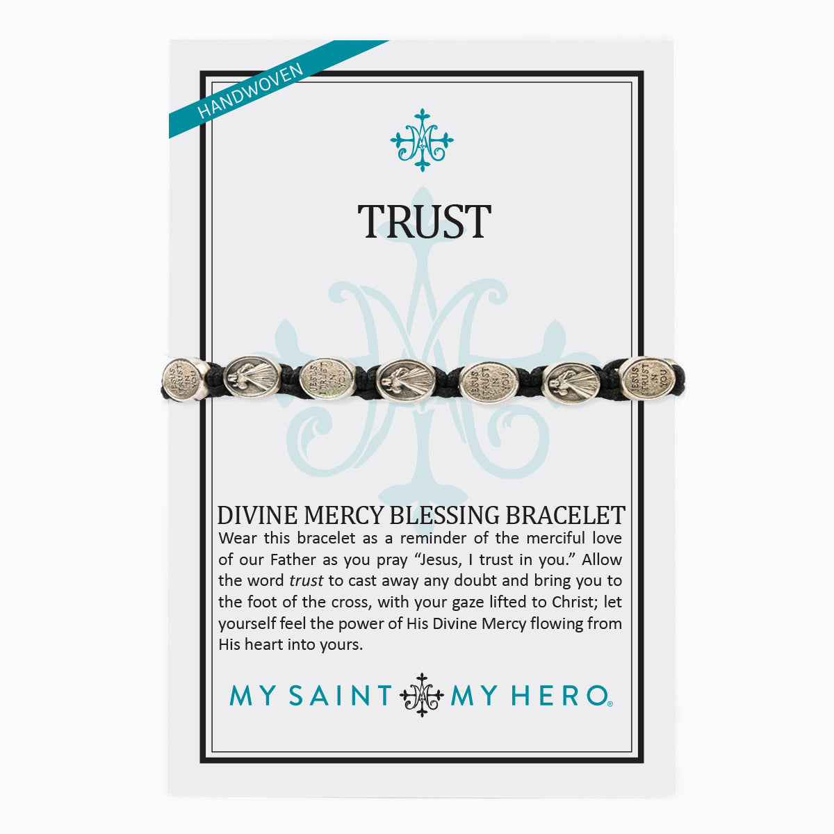 My Saint My Hero - Trust Divine Mercy Blessing Bracelet (Black)